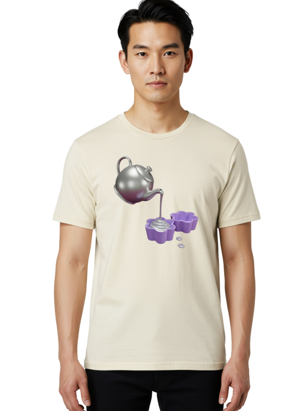 Silver-Teapot-Pouring Men'S Graphic Tee, 100% Cotton, Comfortable Casual Summer Wear, Machine Washable, Vintage Camera, Old Camera, Antique Camera, Black Camera, Classic Photography, Photography Equipment, Nostalgic Device, Film Camera, Baf506