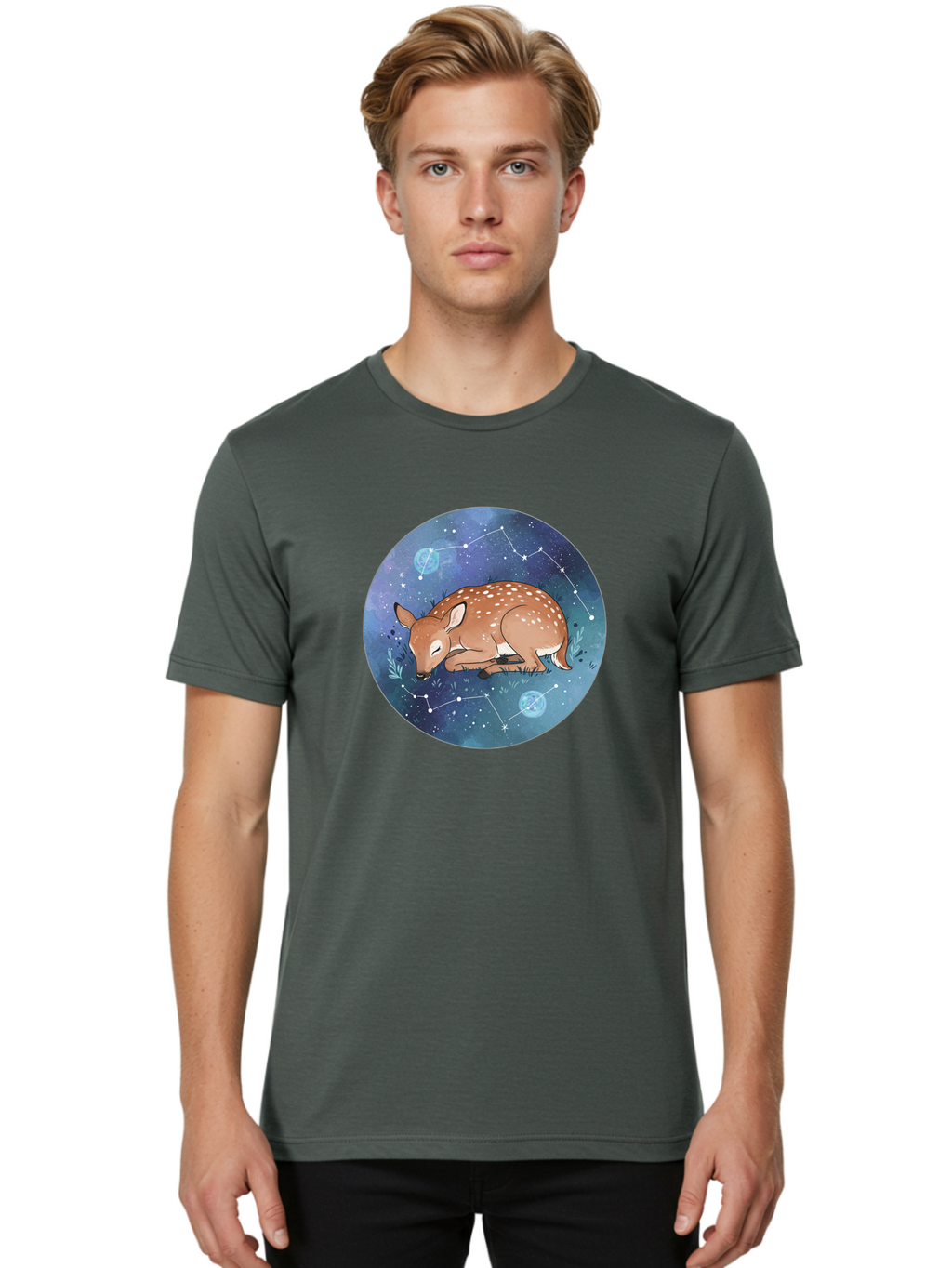 Sleeping-Fawn-1 Men'S Graphic Tee, 100% Cotton, Comfortable Casual Summer Wear, Machine Washable, Vintage Camera, Old Camera, Antique Camera, Black Camera, Classic Photography, Photography Equipment, Nostalgic Device, Film Camera, Camera Art Baf511