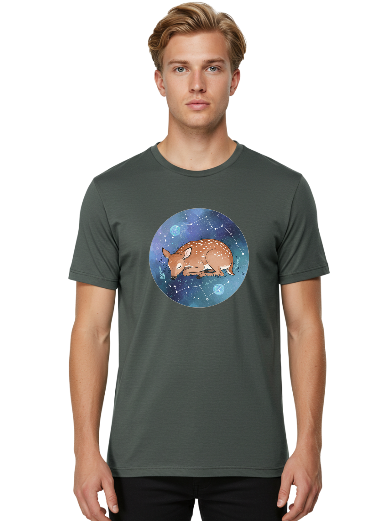 Sleeping-Fawn-1 Men'S Graphic Tee, 100% Cotton, Comfortable Casual Summer Wear, Machine Washable, Vintage Camera, Old Camera, Antique Camera, Black Camera, Classic Photography, Photography Equipment, Nostalgic Device, Film Camera, Camera Art Baf511