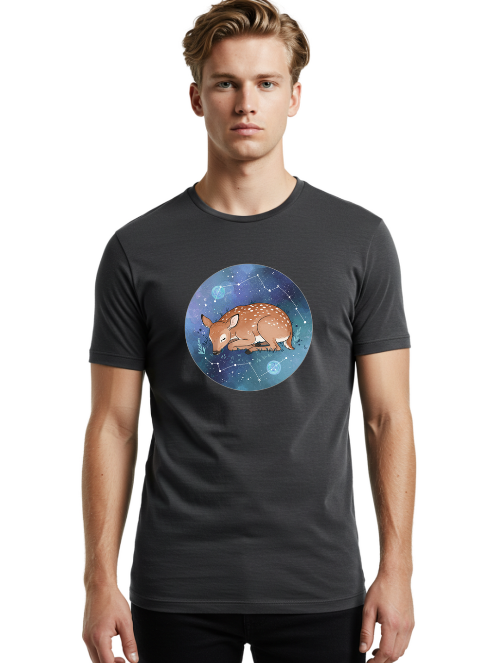 Sleeping-Fawn-1 Men'S Graphic Tee, 100% Cotton, Comfortable Casual Summer Wear, Machine Washable, Vintage Camera, Old Camera, Antique Camera, Black Camera, Classic Photography, Photography Equipment, Nostalgic Device, Film Camera, Camera Art Baf511