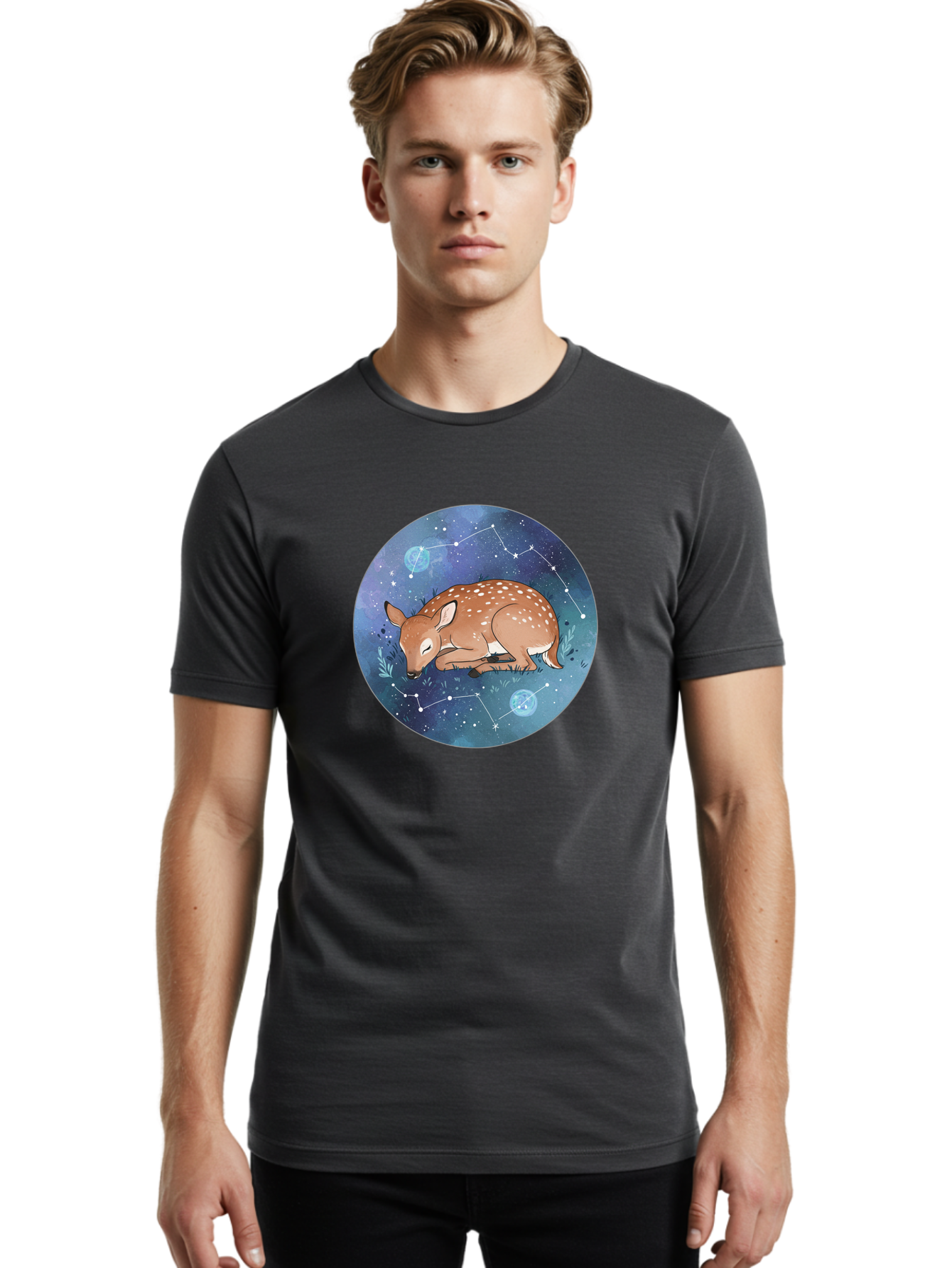 Sleeping-Fawn-1 Men'S Graphic Tee, 100% Cotton, Comfortable Casual Summer Wear, Machine Washable, Vintage Camera, Old Camera, Antique Camera, Black Camera, Classic Photography, Photography Equipment, Nostalgic Device, Film Camera, Camera Art Baf511