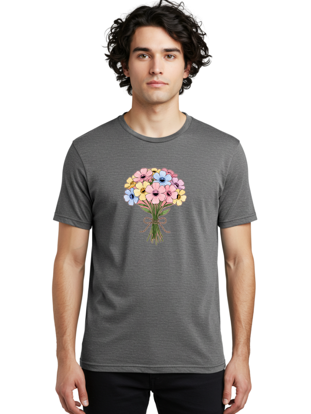 Smiley-Flower-Bouquet Men'S Graphic Tee, 100% Cotton, Comfortable Casual Summer Wear, Machine Washable, Vintage Camera, Old Camera, Antique Camera, Black Camera, Classic Photography, Photography Equipment, Nostalgic Device, Film Camera, Baf517
