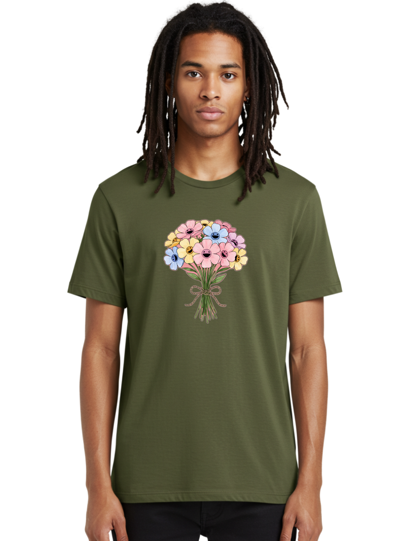 Smiley-Flower-Bouquet Men'S Graphic Tee, 100% Cotton, Comfortable Casual Summer Wear, Machine Washable, Vintage Camera, Old Camera, Antique Camera, Black Camera, Classic Photography, Photography Equipment, Nostalgic Device, Film Camera, Baf517