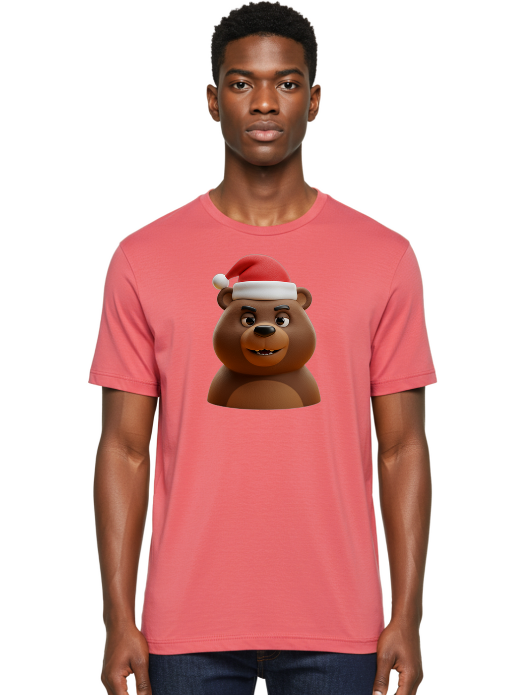 Smiling-Bear-Santa-Hat Men'S Graphic Tee, 100% Cotton, Comfortable Casual Summer Wear, Machine Washable, Vintage Camera, Old Camera, Antique Camera, Black Camera, Classic Photography, Photography Equipment, Nostalgic Device, Film Camera, Baf518