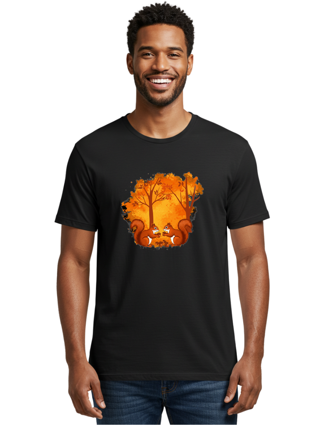 Squirrels-In-Autumn-Trees Men'S Graphic Tee, 100% Cotton, Comfortable Casual Summer Wear, Machine Washable, Vintage Camera, Old Camera, Antique Camera, Black Camera, Classic Photography, Photography Equipment, Nostalgic Device, Film Camera, Baf538