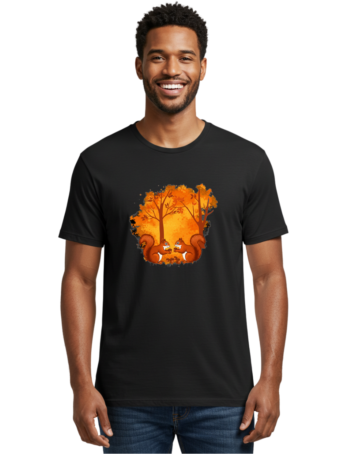 Squirrels-In-Autumn-Trees Men'S Graphic Tee, 100% Cotton, Comfortable Casual Summer Wear, Machine Washable, Vintage Camera, Old Camera, Antique Camera, Black Camera, Classic Photography, Photography Equipment, Nostalgic Device, Film Camera, Baf538