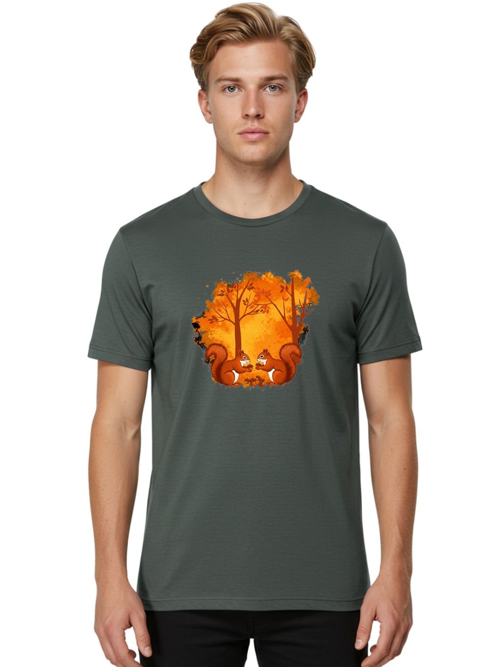 Squirrels-In-Autumn-Trees Men'S Graphic Tee, 100% Cotton, Comfortable Casual Summer Wear, Machine Washable, Vintage Camera, Old Camera, Antique Camera, Black Camera, Classic Photography, Photography Equipment, Nostalgic Device, Film Camera, Baf538