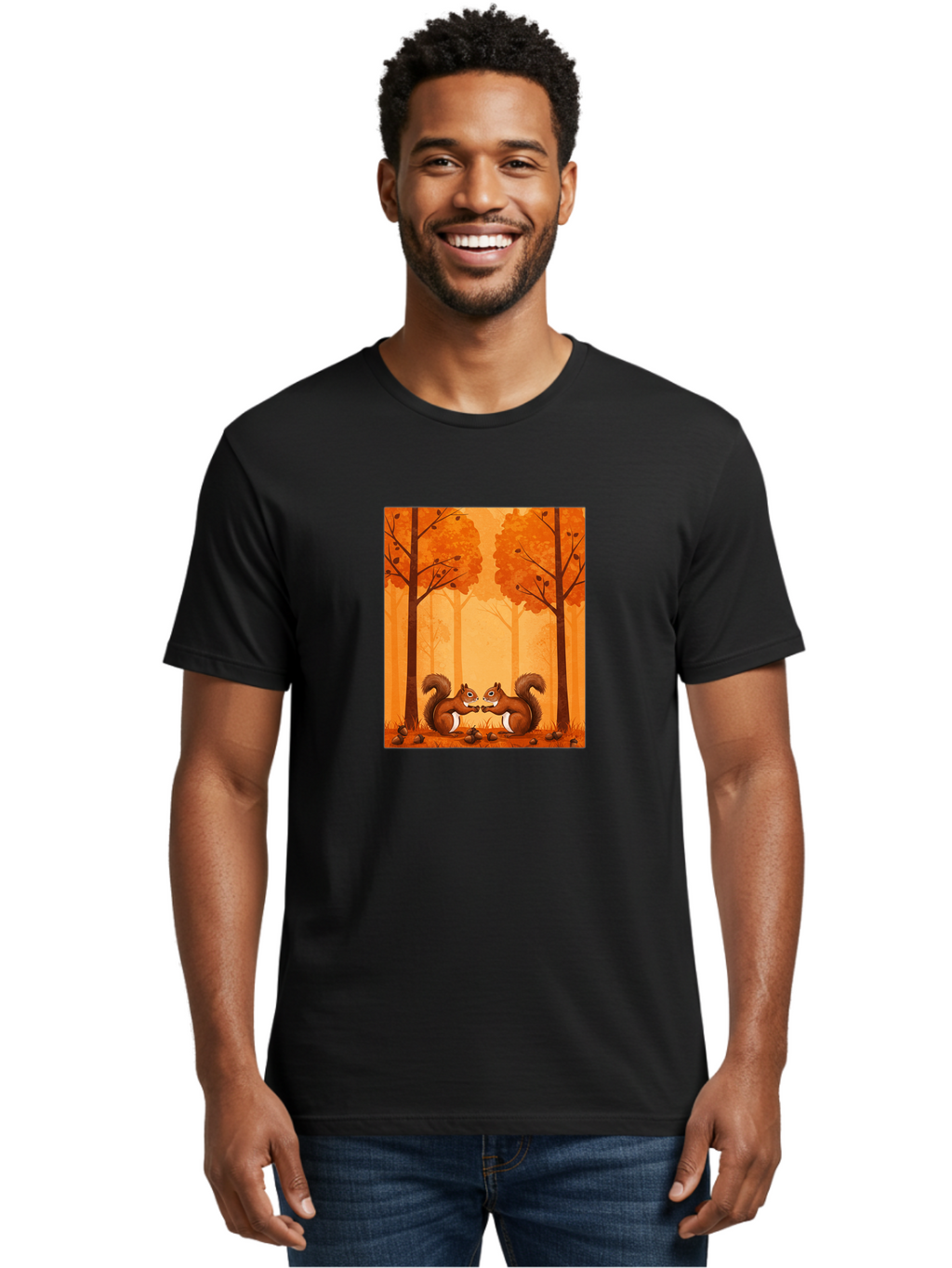 Squirrels-In-Forest Men'S Graphic Tee, 100% Cotton, Comfortable Casual Summer Wear, Machine Washable, Vintage Camera, Old Camera, Antique Camera, Black Camera, Classic Photography, Photography Equipment, Nostalgic Device, Film Camera, Baf539