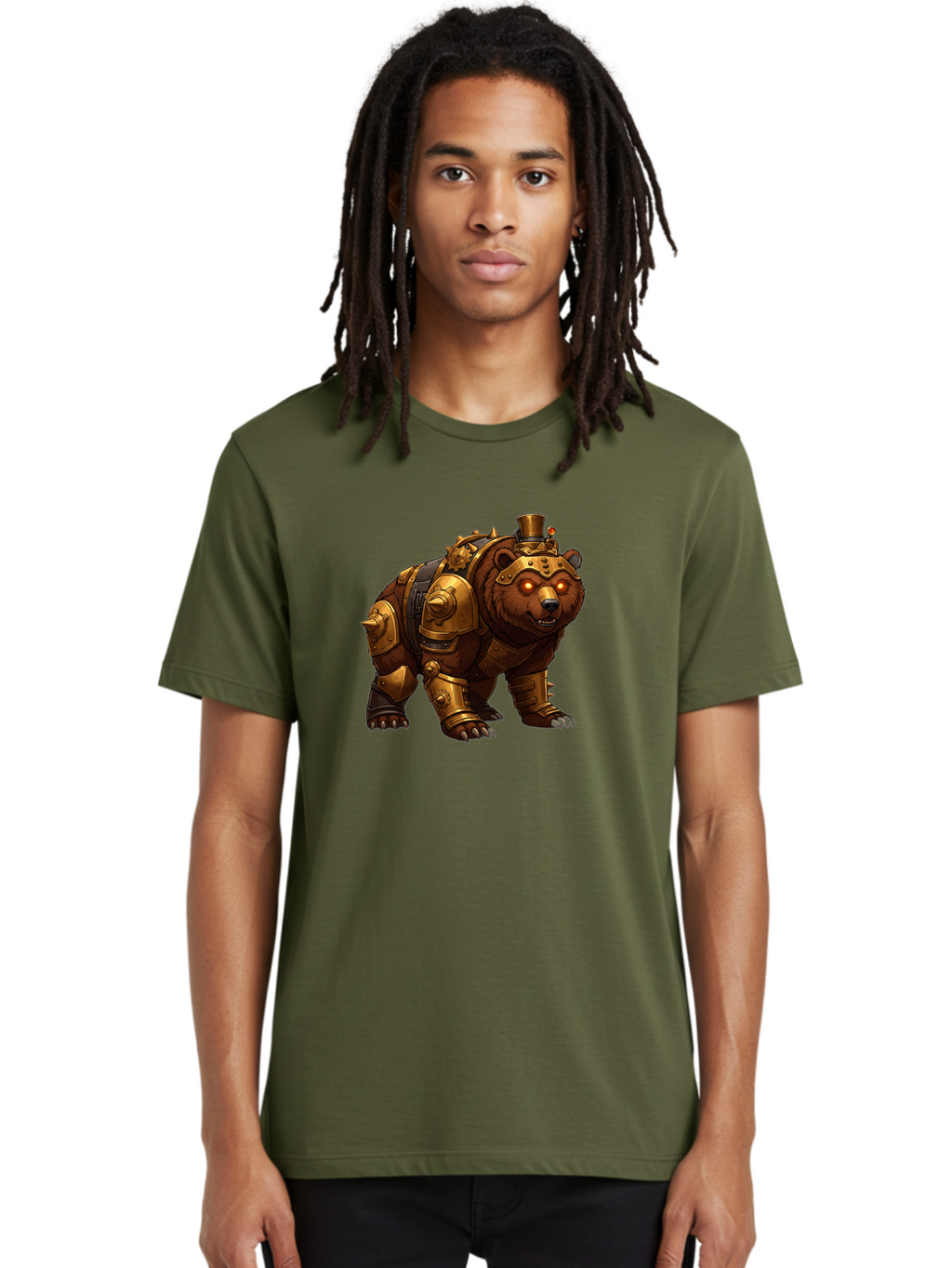 Steampunk-Bear-1 Men'S Graphic Tee, 100% Cotton, Comfortable Casual Summer Wear, Machine Washable, Vintage Camera, Old Camera, Antique Camera, Black Camera, Classic Photography, Photography Equipment, Nostalgic Device, Film Camera, Camera Art Baf545