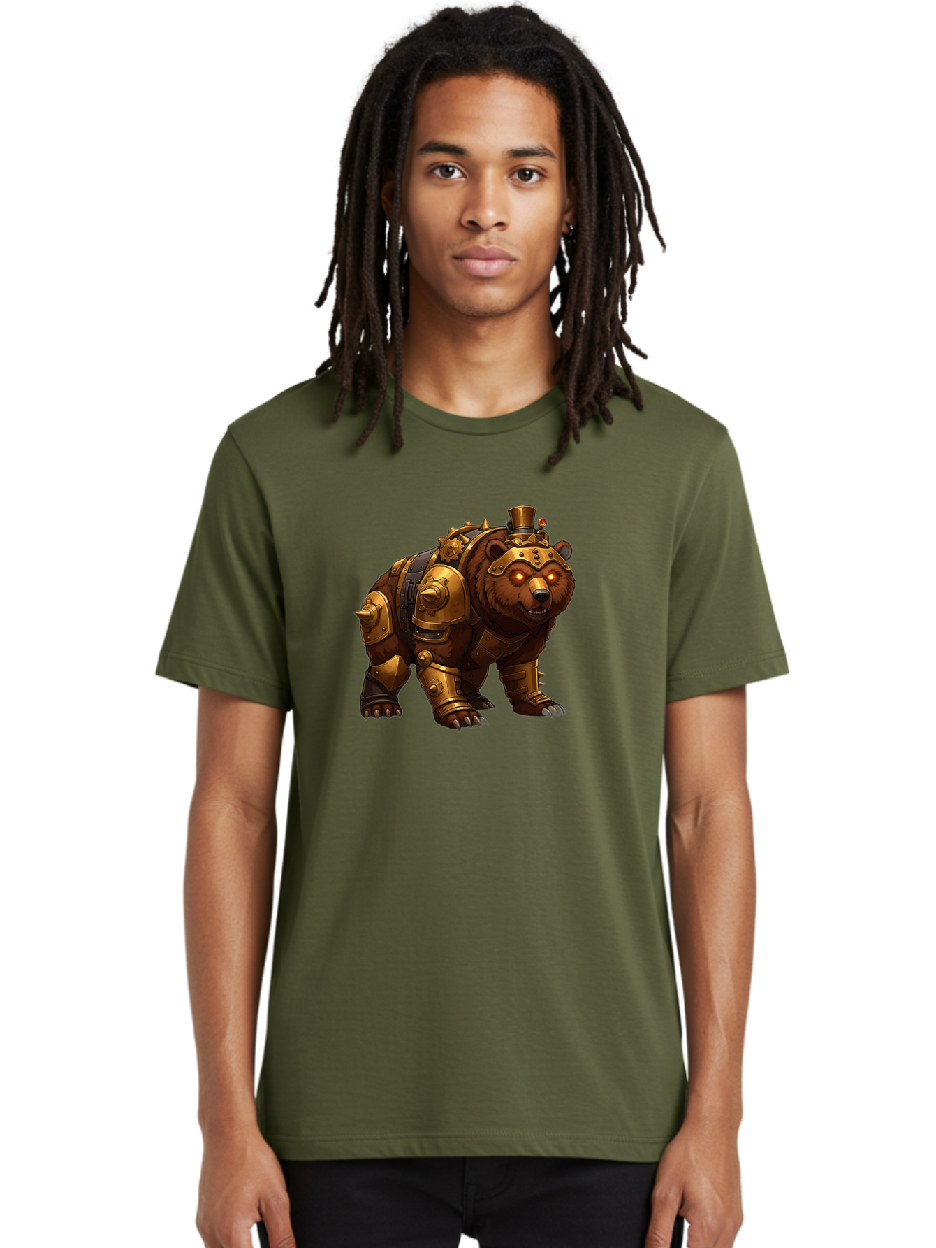 Steampunk-Bear-1 Men'S Graphic Tee, 100% Cotton, Comfortable Casual Summer Wear, Machine Washable, Vintage Camera, Old Camera, Antique Camera, Black Camera, Classic Photography, Photography Equipment, Nostalgic Device, Film Camera, Camera Art Baf545