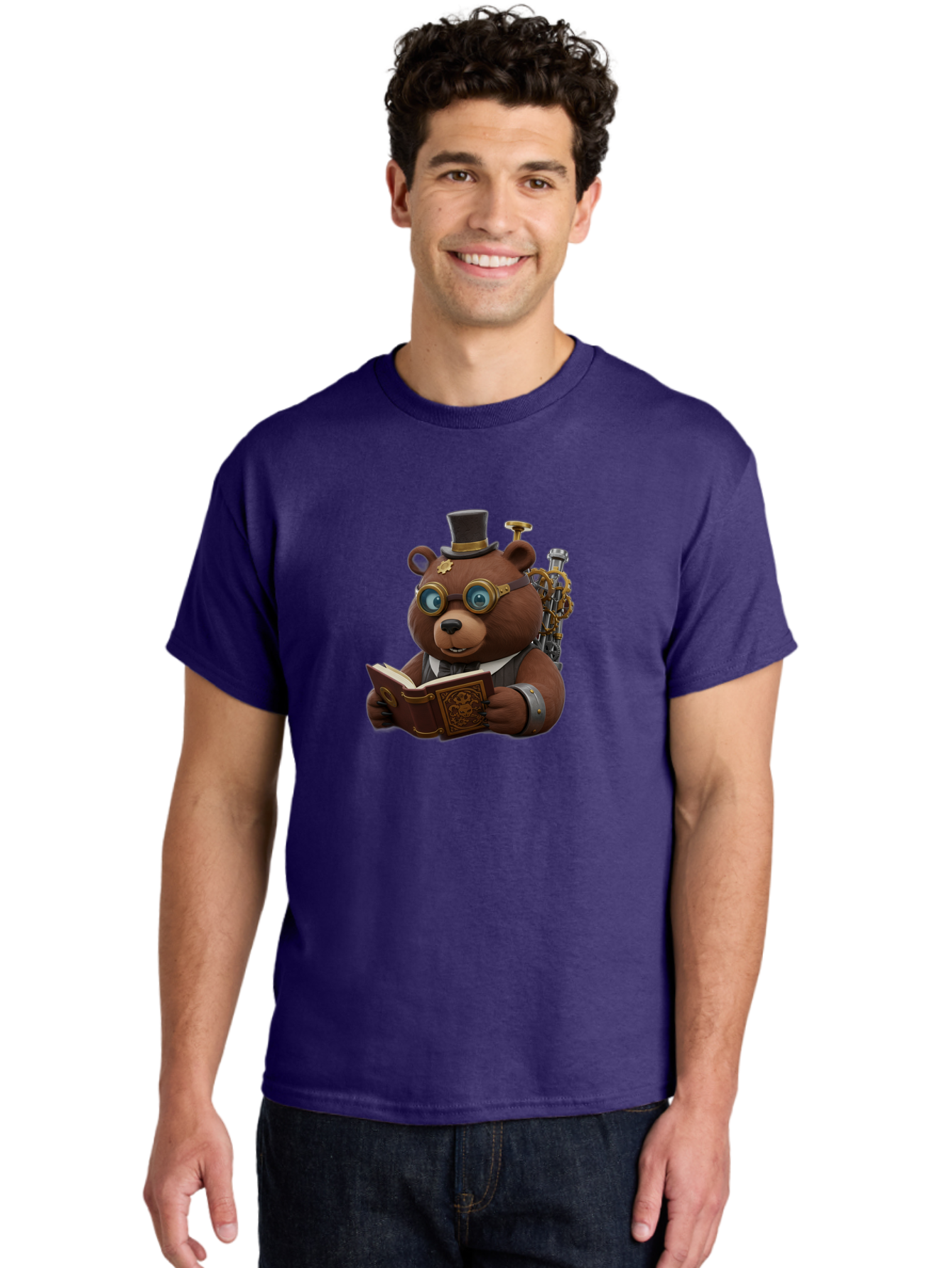 Steampunk-Bear Men'S Graphic Tee, 100% Cotton, Comfortable Casual Summer Wear, Machine Washable, Vintage Camera, Old Camera, Antique Camera, Black Camera, Classic Photography, Photography Equipment, Nostalgic Device, Film Camera, Camera Art Baf546