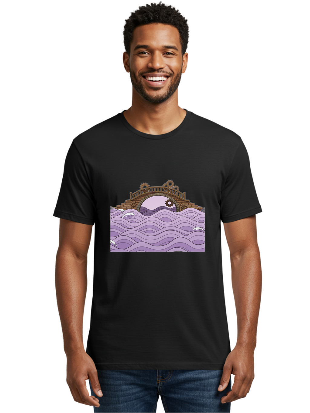 Steampunk-Bridge Men'S Graphic Tee, 100% Cotton, Comfortable Casual Summer Wear, Machine Washable, Vintage Camera, Old Camera, Antique Camera, Black Camera, Classic Photography, Photography Equipment, Nostalgic Device, Film Camera, Camera Art Baf547
