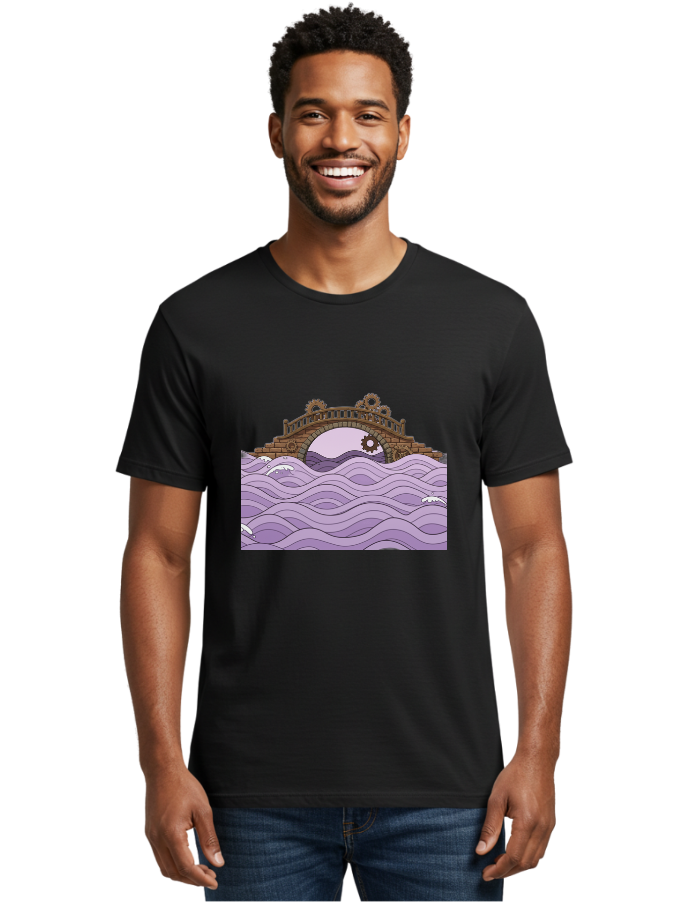 Steampunk-Bridge Men'S Graphic Tee, 100% Cotton, Comfortable Casual Summer Wear, Machine Washable, Vintage Camera, Old Camera, Antique Camera, Black Camera, Classic Photography, Photography Equipment, Nostalgic Device, Film Camera, Camera Art Baf547