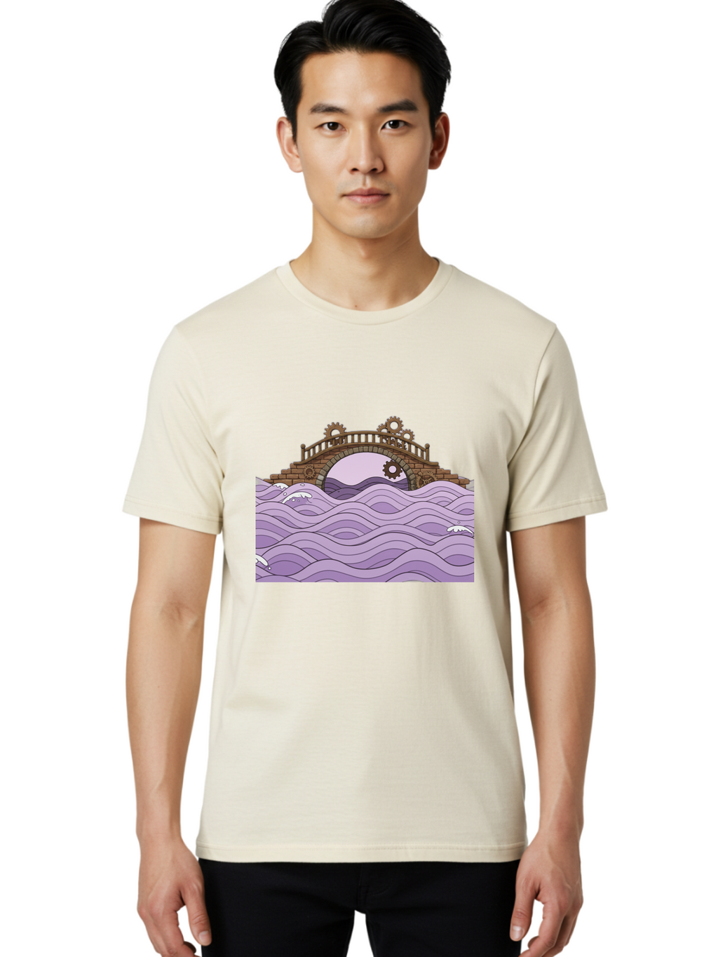 Steampunk-Bridge Men'S Graphic Tee, 100% Cotton, Comfortable Casual Summer Wear, Machine Washable, Vintage Camera, Old Camera, Antique Camera, Black Camera, Classic Photography, Photography Equipment, Nostalgic Device, Film Camera, Camera Art Baf547