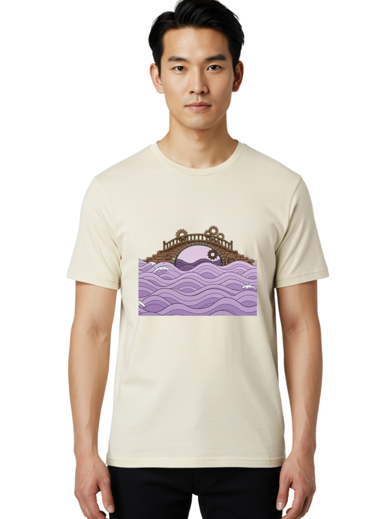 Steampunk-Bridge Men'S Graphic Tee, 100% Cotton, Comfortable Casual Summer Wear, Machine Washable, Vintage Camera, Old Camera, Antique Camera, Black Camera, Classic Photography, Photography Equipment, Nostalgic Device, Film Camera, Camera Art Baf547
