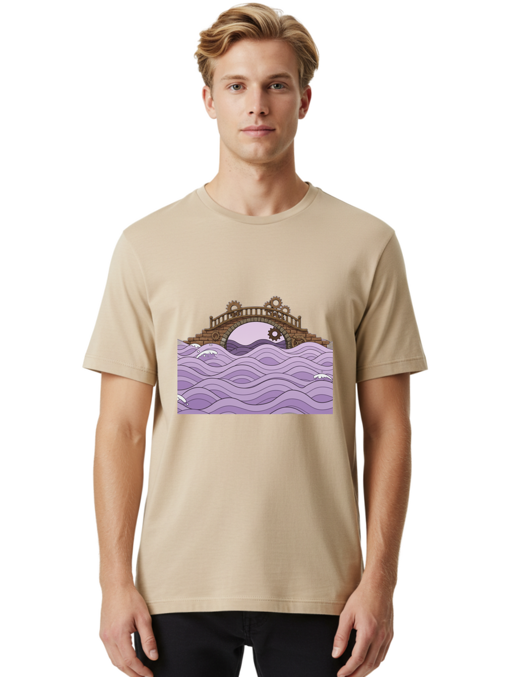 Steampunk-Bridge Men'S Graphic Tee, 100% Cotton, Comfortable Casual Summer Wear, Machine Washable, Vintage Camera, Old Camera, Antique Camera, Black Camera, Classic Photography, Photography Equipment, Nostalgic Device, Film Camera, Camera Art Baf547
