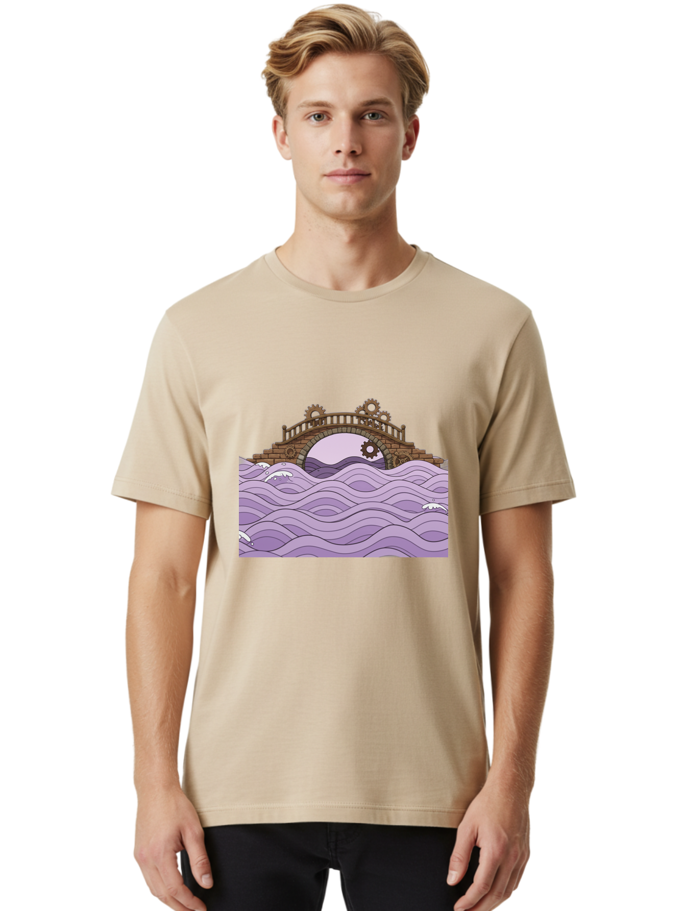 Steampunk-Bridge Men'S Graphic Tee, 100% Cotton, Comfortable Casual Summer Wear, Machine Washable, Vintage Camera, Old Camera, Antique Camera, Black Camera, Classic Photography, Photography Equipment, Nostalgic Device, Film Camera, Camera Art Baf547
