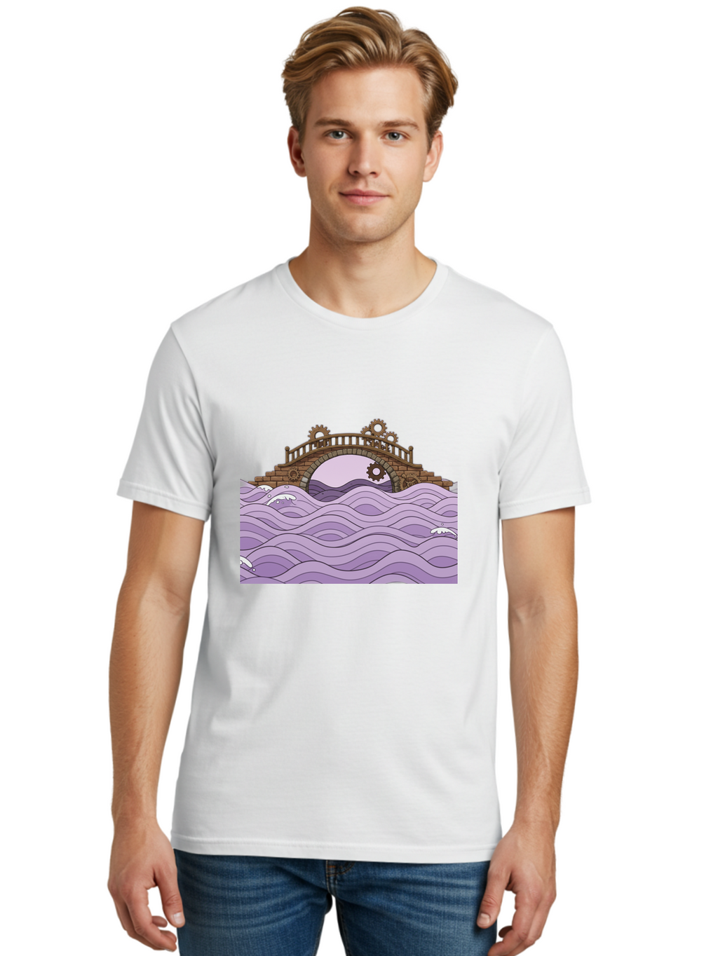 Steampunk-Bridge Men'S Graphic Tee, 100% Cotton, Comfortable Casual Summer Wear, Machine Washable, Vintage Camera, Old Camera, Antique Camera, Black Camera, Classic Photography, Photography Equipment, Nostalgic Device, Film Camera, Camera Art Baf547