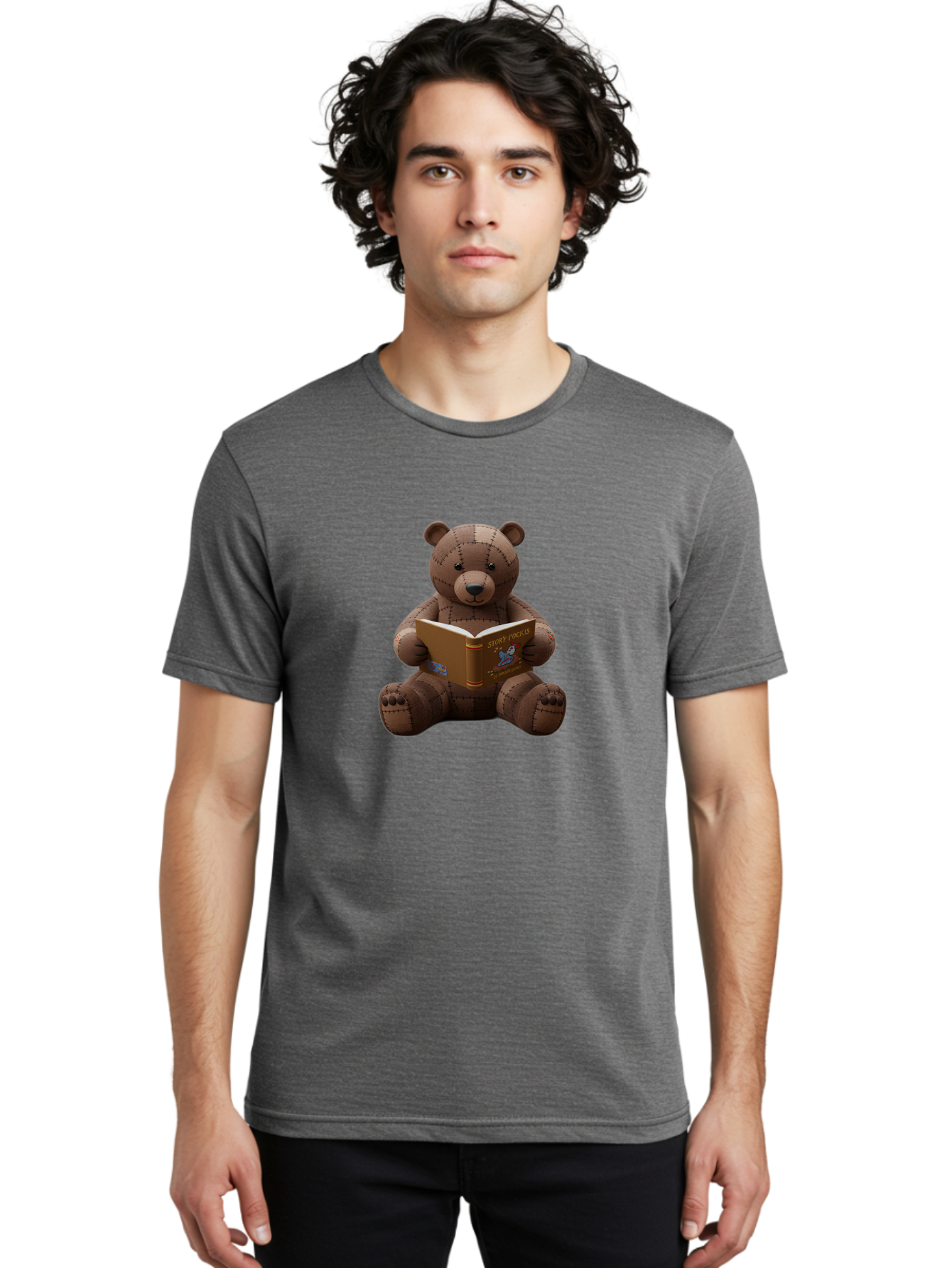 Stitched-Teddy-Bear-Reading-Story-Pockets Men'S Graphic Tee, 100% Cotton, Comfortable Casual Summer Wear, Machine Washable, Vintage Camera, Old Camera, Antique Camera, Black Camera, Classic Photography, Photography Equipment, Nostalgic Device, Baf552