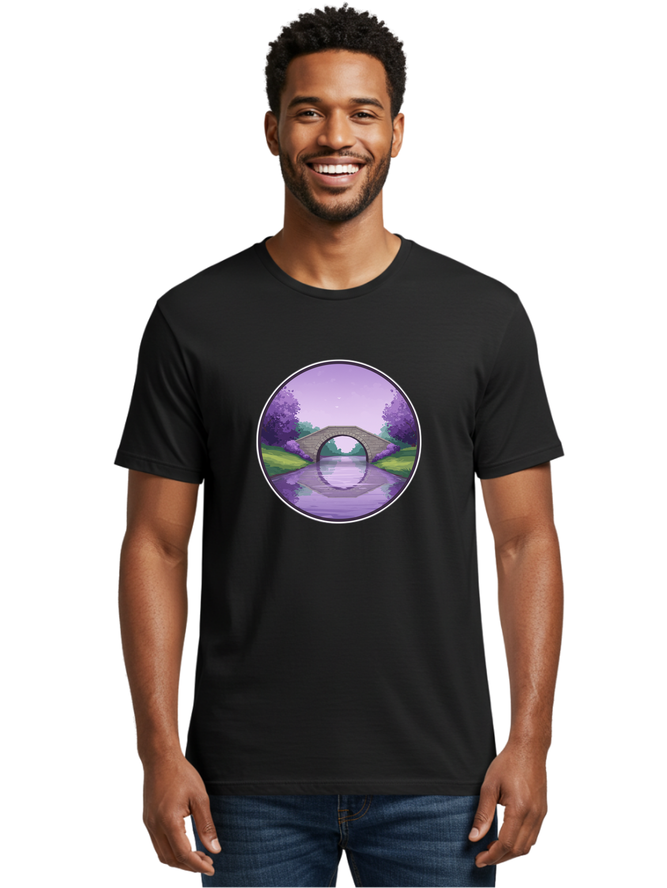 Stone-Bridge-At-Dusk Men'S Graphic Tee, 100% Cotton, Comfortable Casual Summer Wear, Machine Washable, Vintage Camera, Old Camera, Antique Camera, Black Camera, Classic Photography, Photography Equipment, Nostalgic Device, Film Camera, Baf553