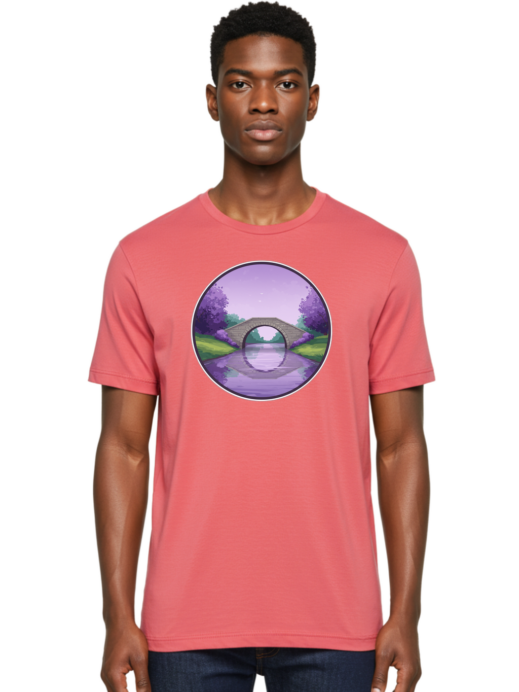 Stone-Bridge-At-Dusk Men'S Graphic Tee, 100% Cotton, Comfortable Casual Summer Wear, Machine Washable, Vintage Camera, Old Camera, Antique Camera, Black Camera, Classic Photography, Photography Equipment, Nostalgic Device, Film Camera, Baf553