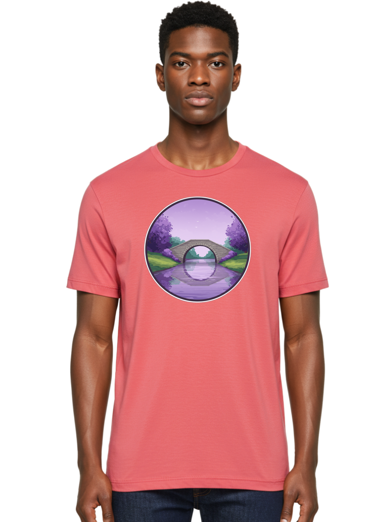 Stone-Bridge-At-Dusk Men'S Graphic Tee, 100% Cotton, Comfortable Casual Summer Wear, Machine Washable, Vintage Camera, Old Camera, Antique Camera, Black Camera, Classic Photography, Photography Equipment, Nostalgic Device, Film Camera, Baf553