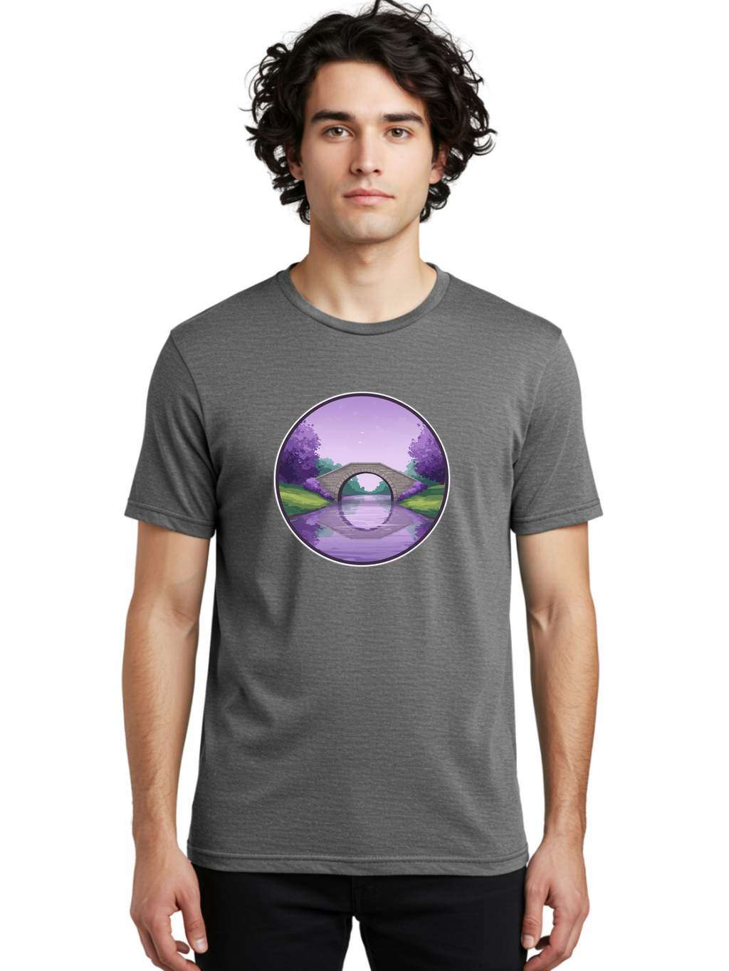 Stone-Bridge-At-Dusk Men'S Graphic Tee, 100% Cotton, Comfortable Casual Summer Wear, Machine Washable, Vintage Camera, Old Camera, Antique Camera, Black Camera, Classic Photography, Photography Equipment, Nostalgic Device, Film Camera, Baf553