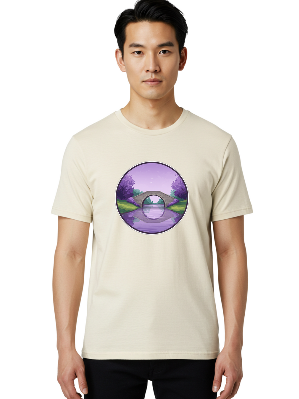 Stone-Bridge-At-Dusk Men'S Graphic Tee, 100% Cotton, Comfortable Casual Summer Wear, Machine Washable, Vintage Camera, Old Camera, Antique Camera, Black Camera, Classic Photography, Photography Equipment, Nostalgic Device, Film Camera, Baf553