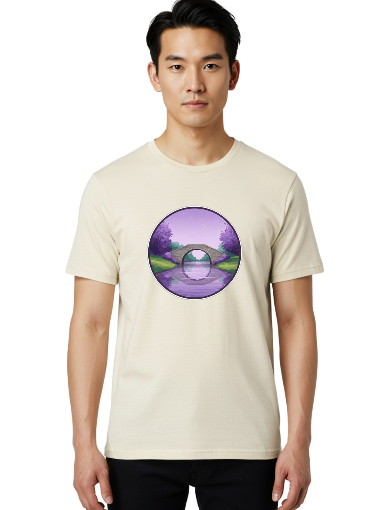 Stone-Bridge-At-Dusk Men'S Graphic Tee, 100% Cotton, Comfortable Casual Summer Wear, Machine Washable, Vintage Camera, Old Camera, Antique Camera, Black Camera, Classic Photography, Photography Equipment, Nostalgic Device, Film Camera, Baf553