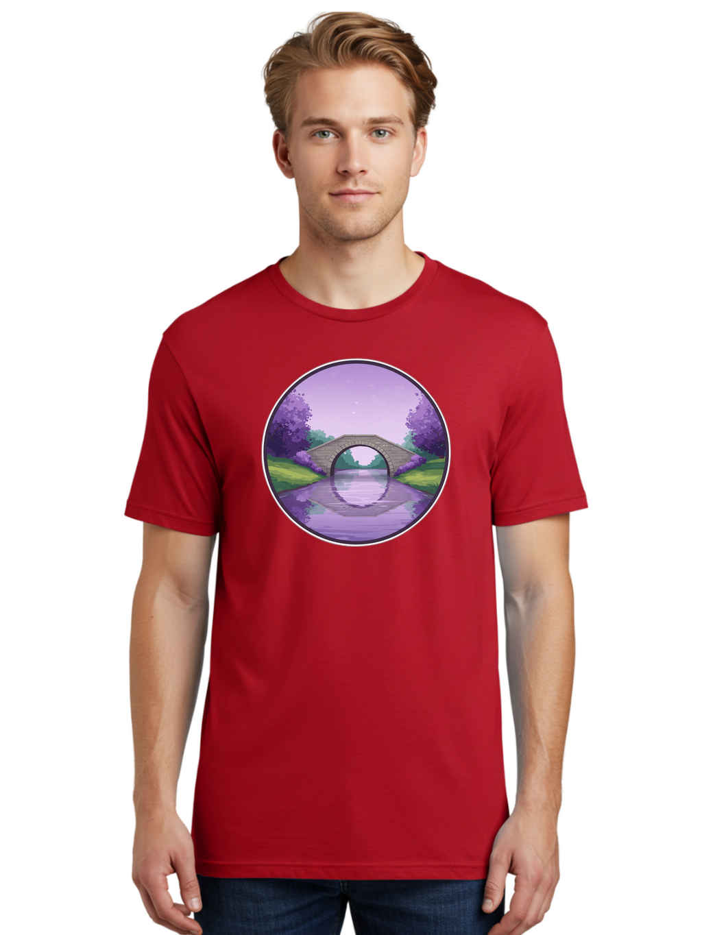 Stone-Bridge-At-Dusk Men'S Graphic Tee, 100% Cotton, Comfortable Casual Summer Wear, Machine Washable, Vintage Camera, Old Camera, Antique Camera, Black Camera, Classic Photography, Photography Equipment, Nostalgic Device, Film Camera, Baf553