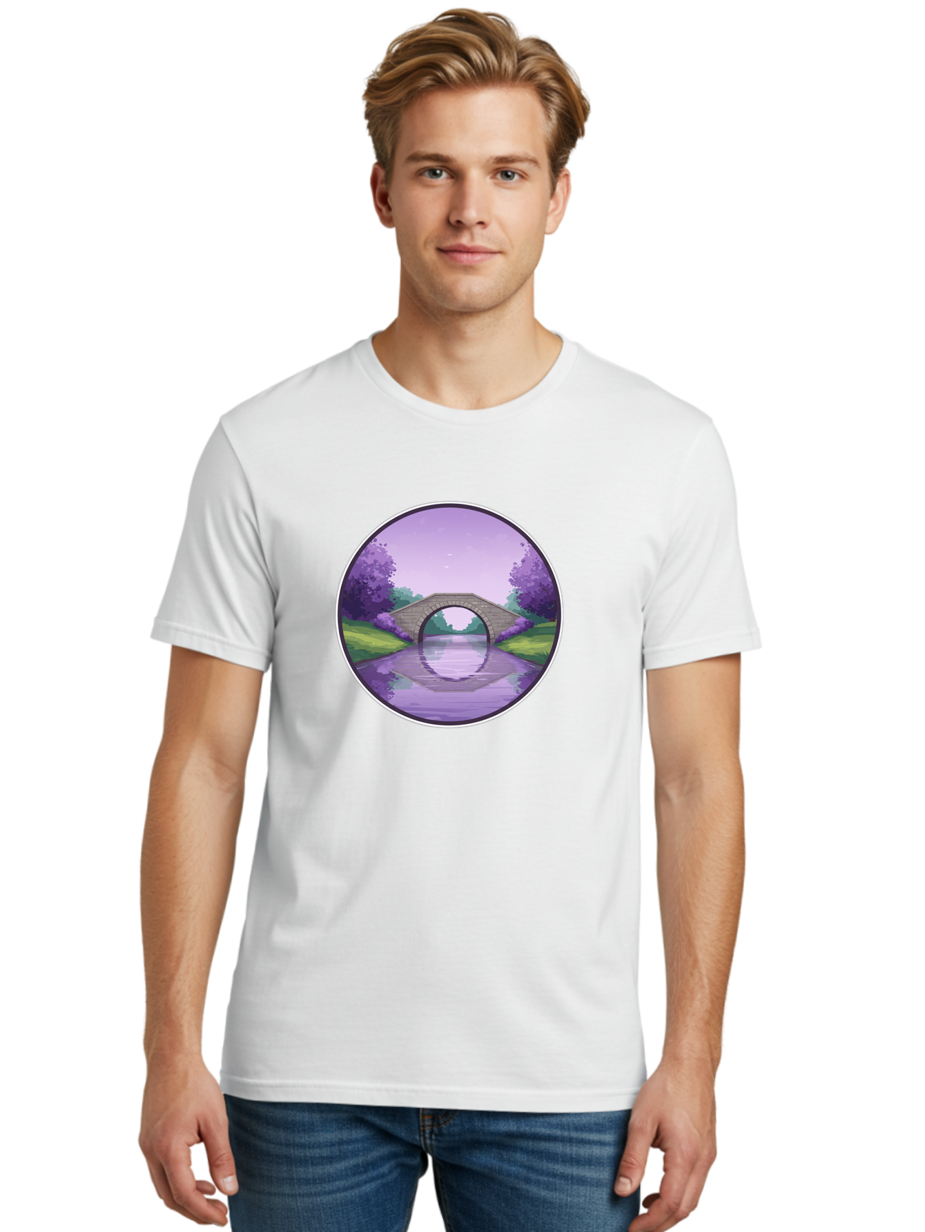 Stone-Bridge-At-Dusk Men'S Graphic Tee, 100% Cotton, Comfortable Casual Summer Wear, Machine Washable, Vintage Camera, Old Camera, Antique Camera, Black Camera, Classic Photography, Photography Equipment, Nostalgic Device, Film Camera, Baf553