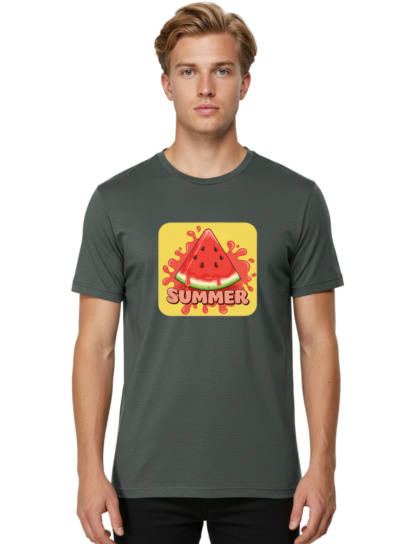 Summer-Watermelon Men'S Graphic Tee, 100% Cotton, Comfortable Casual Summer Wear, Machine Washable, Vintage Camera, Old Camera, Antique Camera, Black Camera, Classic Photography, Photography Equipment, Nostalgic Device, Film Camera, Camera Art Baf557