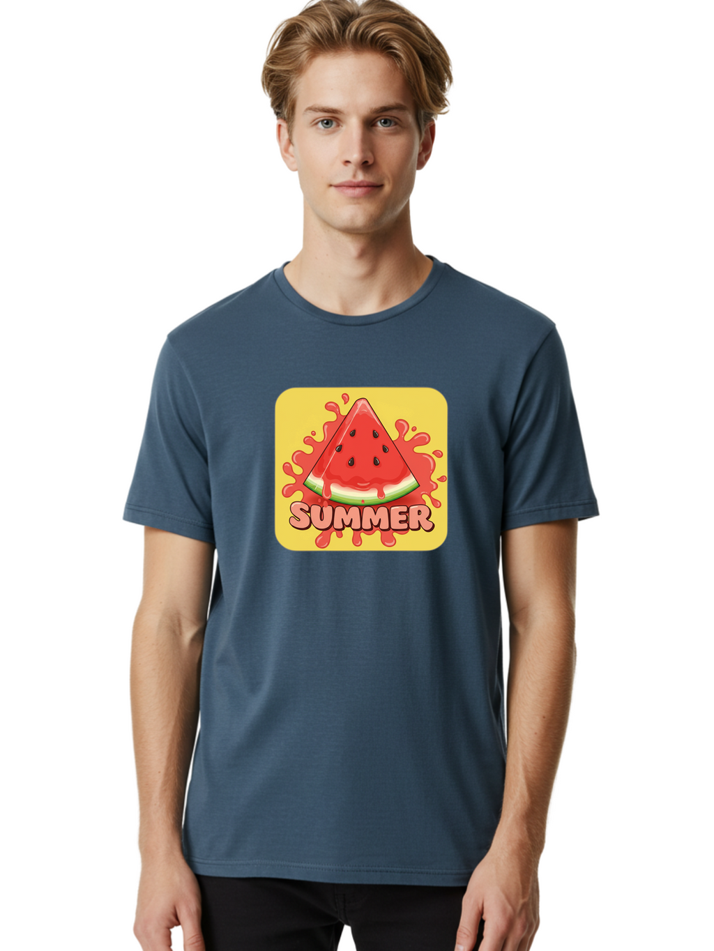 Summer-Watermelon Men'S Graphic Tee, 100% Cotton, Comfortable Casual Summer Wear, Machine Washable, Vintage Camera, Old Camera, Antique Camera, Black Camera, Classic Photography, Photography Equipment, Nostalgic Device, Film Camera, Camera Art Baf557