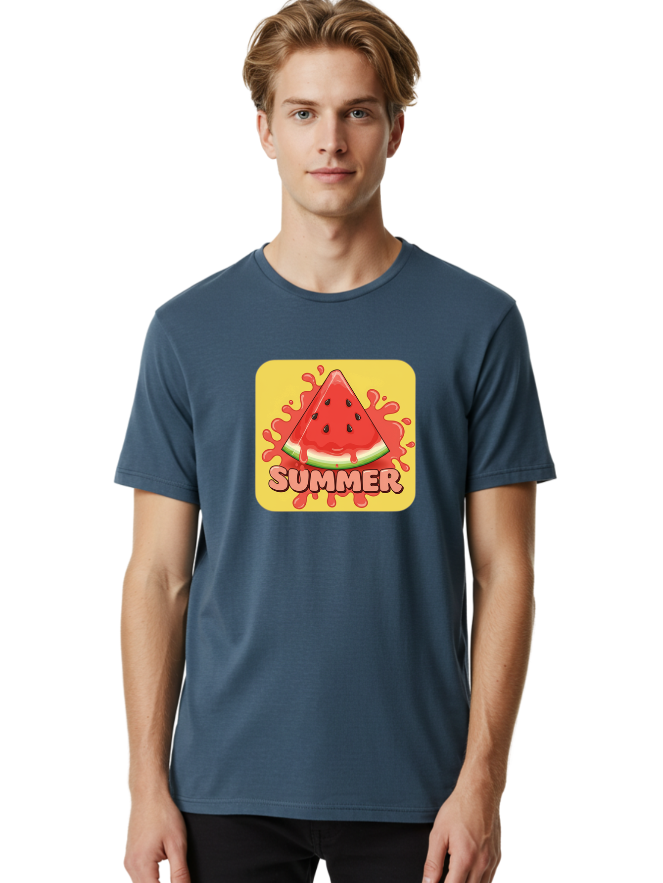 Summer-Watermelon Men'S Graphic Tee, 100% Cotton, Comfortable Casual Summer Wear, Machine Washable, Vintage Camera, Old Camera, Antique Camera, Black Camera, Classic Photography, Photography Equipment, Nostalgic Device, Film Camera, Camera Art Baf557
