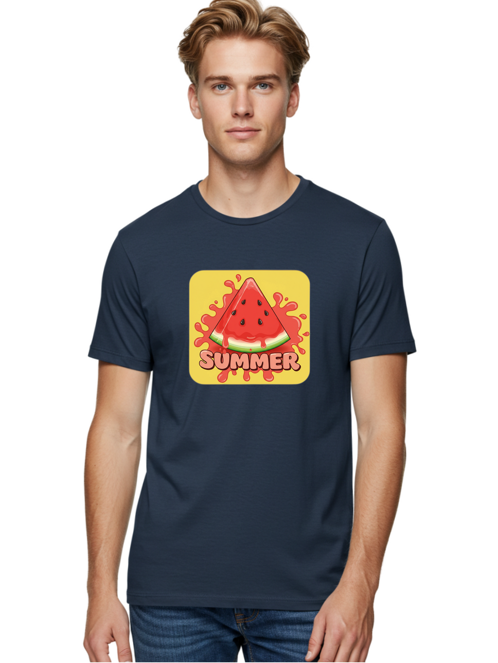 Summer-Watermelon Men'S Graphic Tee, 100% Cotton, Comfortable Casual Summer Wear, Machine Washable, Vintage Camera, Old Camera, Antique Camera, Black Camera, Classic Photography, Photography Equipment, Nostalgic Device, Film Camera, Camera Art Baf557