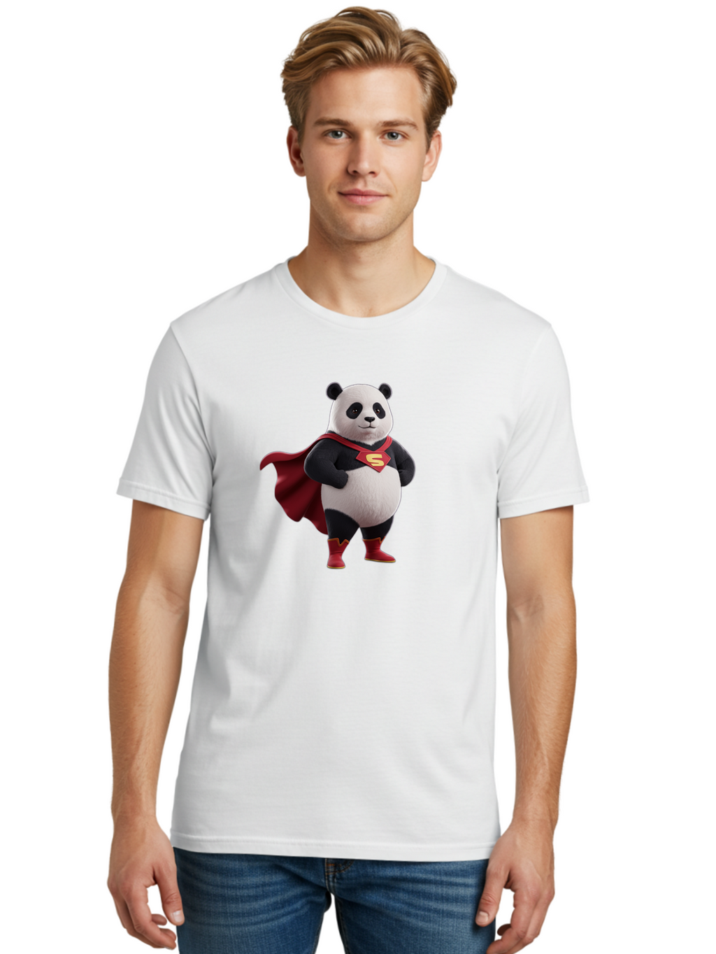 Superman-Panda Men'S Graphic Tee, 100% Cotton, Comfortable Casual Summer Wear, Machine Washable, Vintage Camera, Old Camera, Antique Camera, Black Camera, Classic Photography, Photography Equipment, Nostalgic Device, Film Camera, Camera Art Baf558