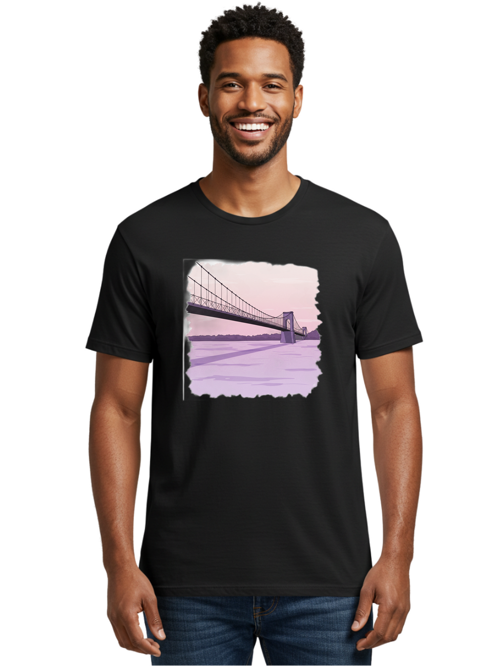 Suspension-Bridge-2 Men'S Graphic Tee, 100% Cotton, Comfortable Casual Summer Wear, Machine Washable, Vintage Camera, Old Camera, Antique Camera, Black Camera, Classic Photography, Photography Equipment, Nostalgic Device, Film Camera, Baf560