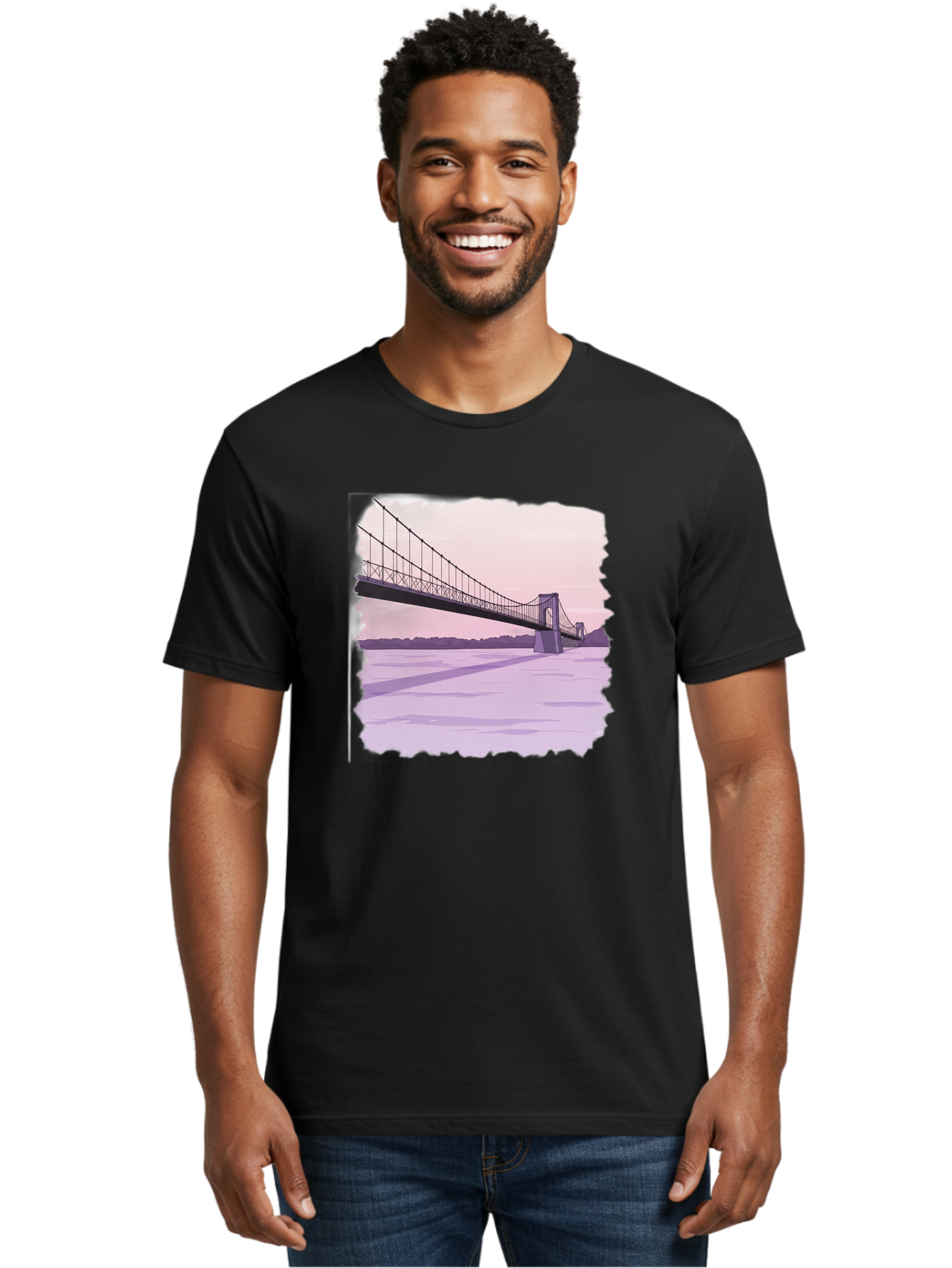 Suspension-Bridge-2 Men'S Graphic Tee, 100% Cotton, Comfortable Casual Summer Wear, Machine Washable, Vintage Camera, Old Camera, Antique Camera, Black Camera, Classic Photography, Photography Equipment, Nostalgic Device, Film Camera, Baf560