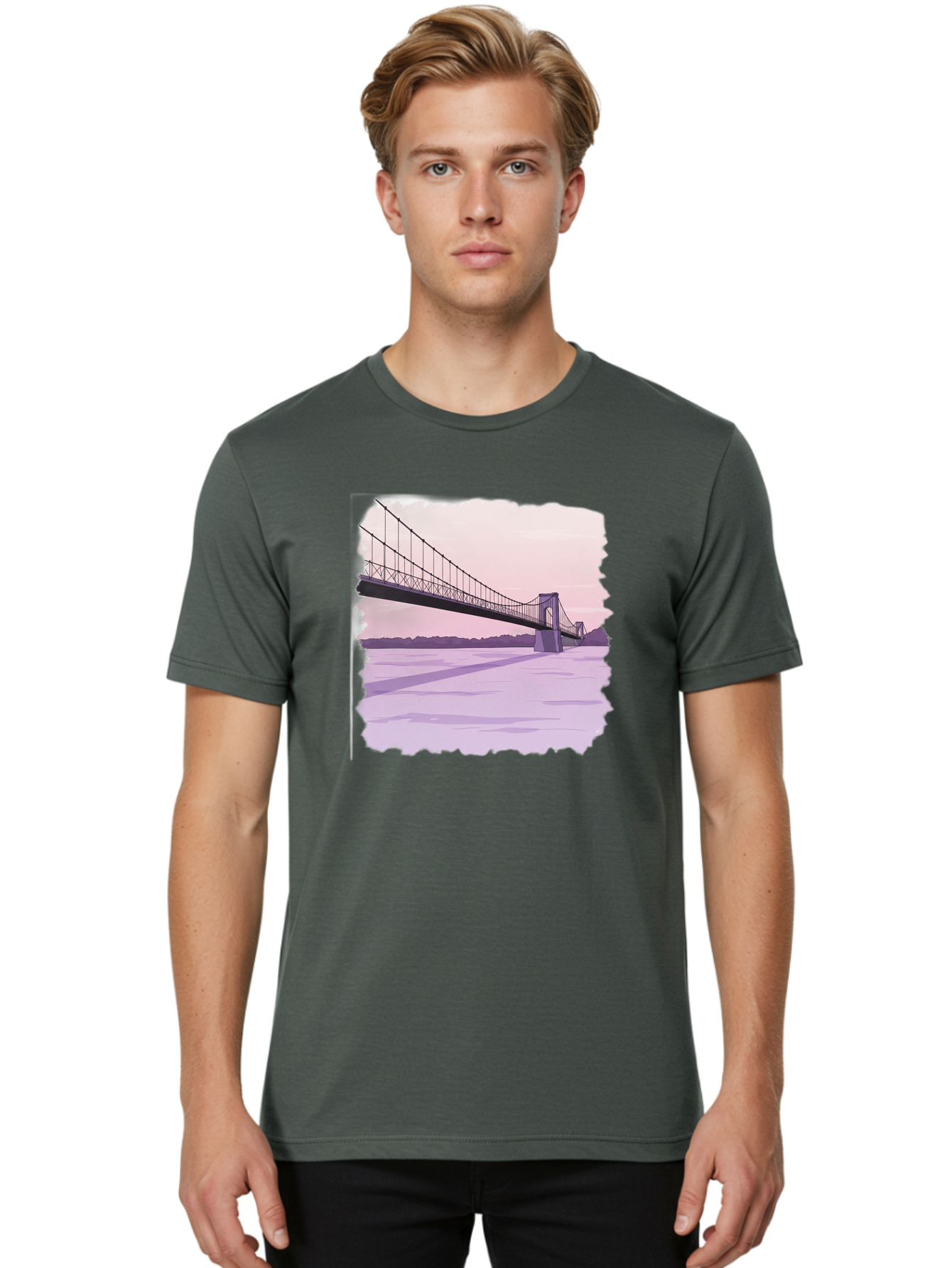 Suspension-Bridge-2 Men'S Graphic Tee, 100% Cotton, Comfortable Casual Summer Wear, Machine Washable, Vintage Camera, Old Camera, Antique Camera, Black Camera, Classic Photography, Photography Equipment, Nostalgic Device, Film Camera, Baf560