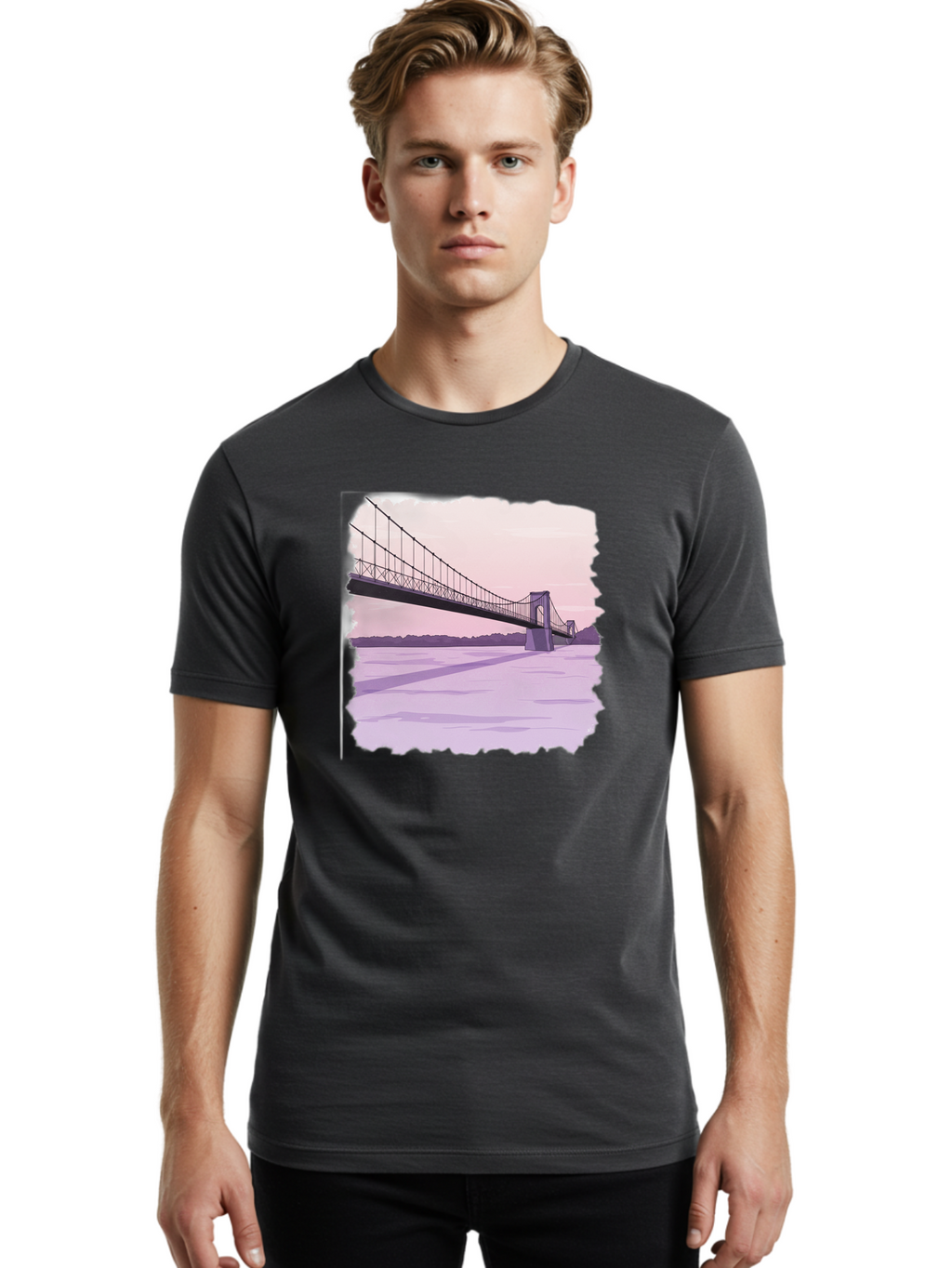 Suspension-Bridge-2 Men'S Graphic Tee, 100% Cotton, Comfortable Casual Summer Wear, Machine Washable, Vintage Camera, Old Camera, Antique Camera, Black Camera, Classic Photography, Photography Equipment, Nostalgic Device, Film Camera, Baf560