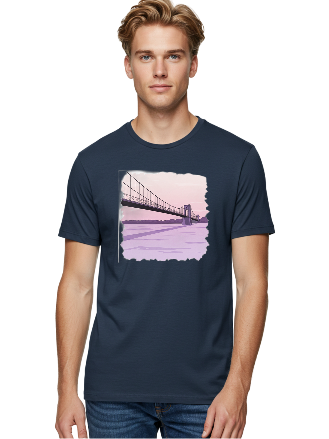 Suspension-Bridge-2 Men'S Graphic Tee, 100% Cotton, Comfortable Casual Summer Wear, Machine Washable, Vintage Camera, Old Camera, Antique Camera, Black Camera, Classic Photography, Photography Equipment, Nostalgic Device, Film Camera, Baf560