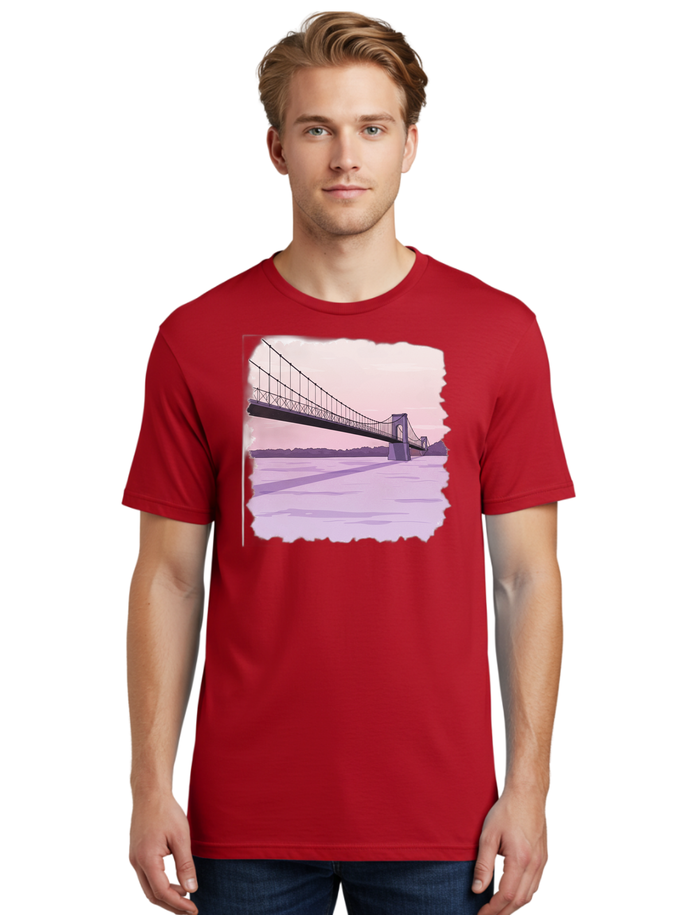 Suspension-Bridge-2 Men'S Graphic Tee, 100% Cotton, Comfortable Casual Summer Wear, Machine Washable, Vintage Camera, Old Camera, Antique Camera, Black Camera, Classic Photography, Photography Equipment, Nostalgic Device, Film Camera, Baf560