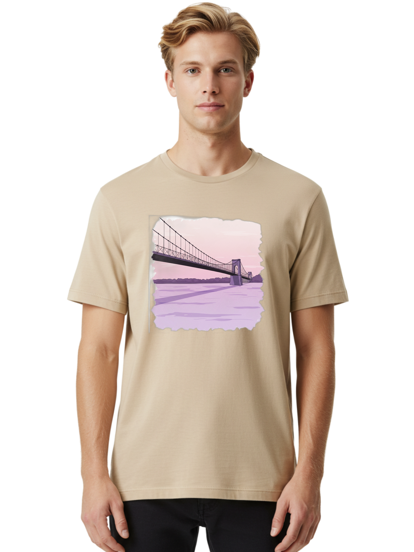 Suspension-Bridge-2 Men'S Graphic Tee, 100% Cotton, Comfortable Casual Summer Wear, Machine Washable, Vintage Camera, Old Camera, Antique Camera, Black Camera, Classic Photography, Photography Equipment, Nostalgic Device, Film Camera, Baf560