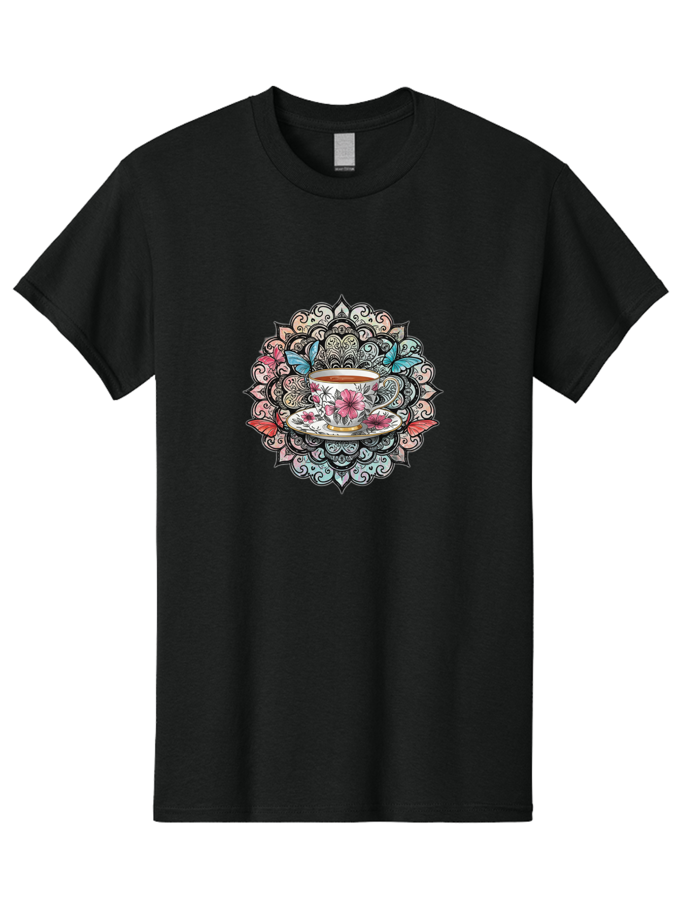Tea-Cup-Mandala Men'S Graphic Tee, 100% Cotton, Comfortable Casual Summer Wear, Machine Washable, Vintage Camera, Old Camera, Antique Camera, Black Camera, Classic Photography, Photography Equipment, Nostalgic Device, Film Camera, Camera Art Baf566