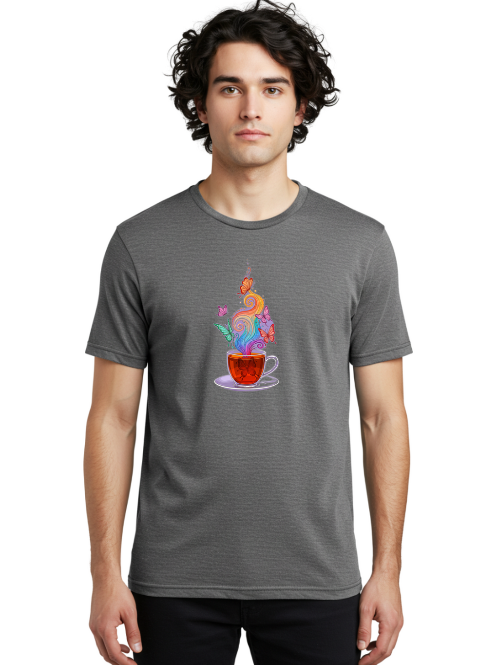Tea-Cup-With-Butterflies-1 Men'S Graphic Tee, 100% Cotton, Comfortable Casual Summer Wear, Machine Washable, Vintage Camera, Old Camera, Antique Camera, Black Camera, Classic Photography, Photography Equipment, Nostalgic Device, Film Camera, Baf567