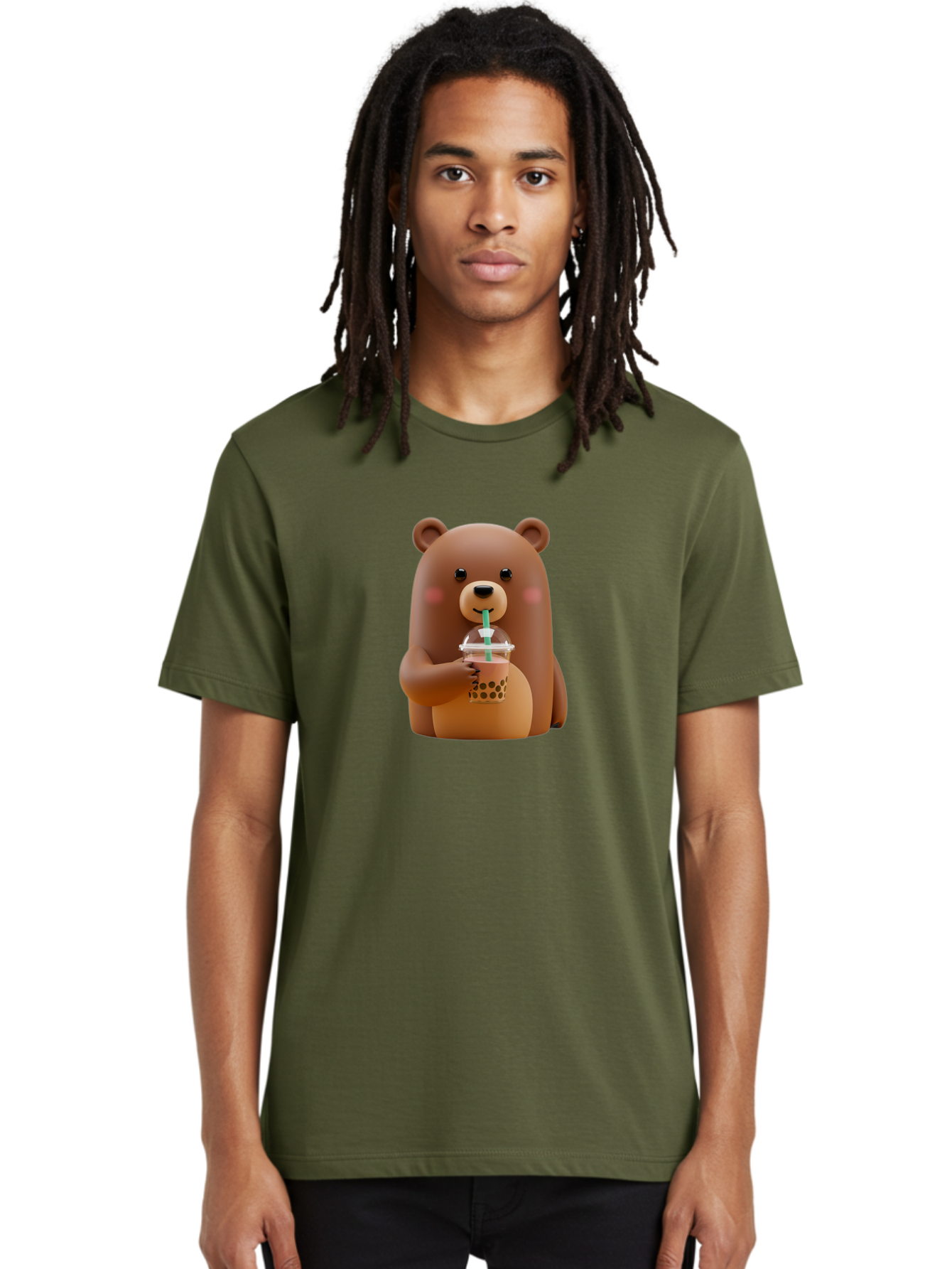 Teddy-Drinking-Boba-1 Men'S Graphic Tee, 100% Cotton, Comfortable Casual Summer Wear, Machine Washable, Vintage Camera, Old Camera, Antique Camera, Black Camera, Classic Photography, Photography Equipment, Nostalgic Device, Film Camera, Baf578