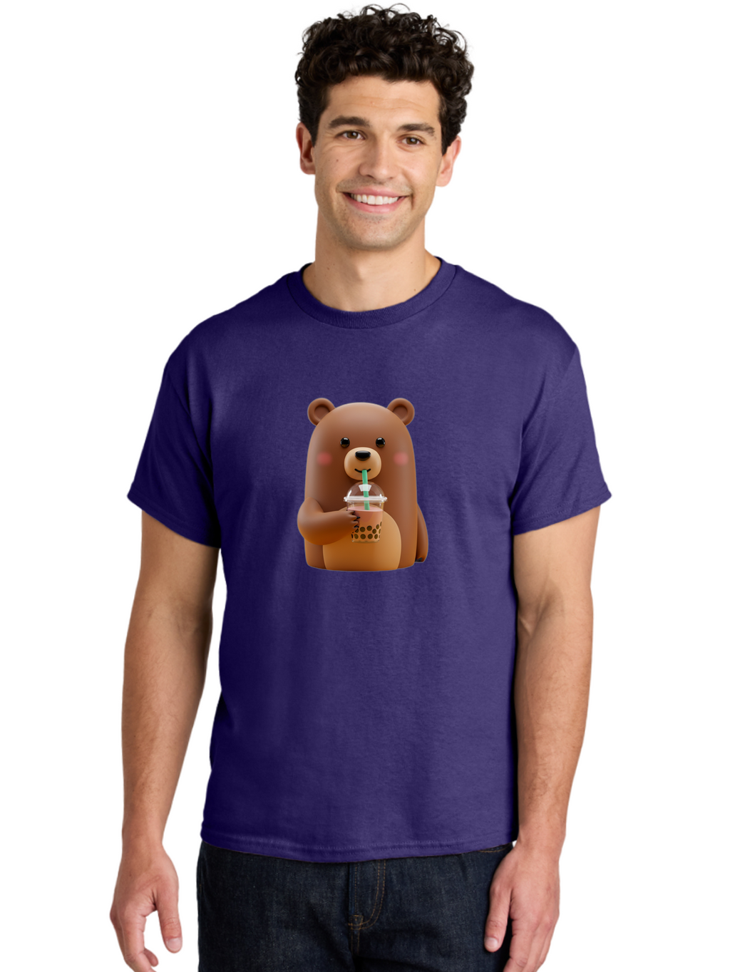 Teddy-Drinking-Boba-1 Men'S Graphic Tee, 100% Cotton, Comfortable Casual Summer Wear, Machine Washable, Vintage Camera, Old Camera, Antique Camera, Black Camera, Classic Photography, Photography Equipment, Nostalgic Device, Film Camera, Baf578