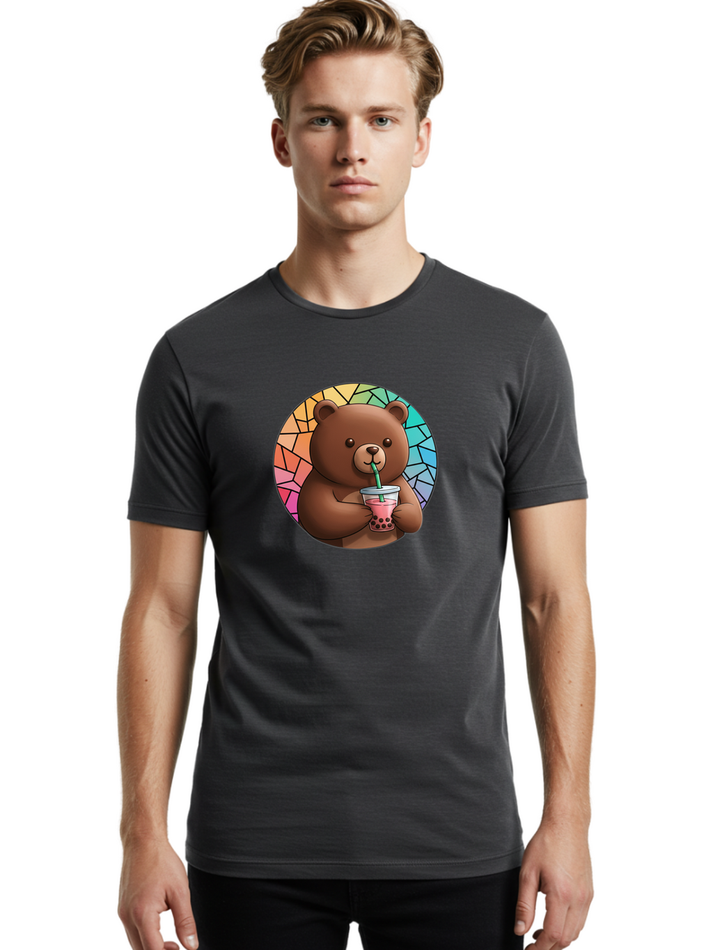 Teddy-Drinking-Boba-2 Men'S Graphic Tee, 100% Cotton, Comfortable Casual Summer Wear, Machine Washable, Vintage Camera, Old Camera, Antique Camera, Black Camera, Classic Photography, Photography Equipment, Nostalgic Device, Film Camera, Baf579