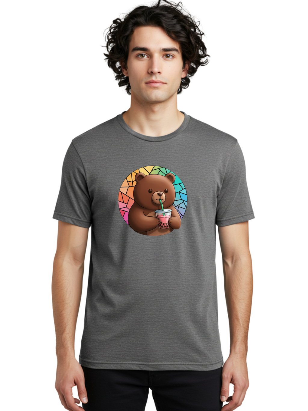 Teddy-Drinking-Boba-2 Men'S Graphic Tee, 100% Cotton, Comfortable Casual Summer Wear, Machine Washable, Vintage Camera, Old Camera, Antique Camera, Black Camera, Classic Photography, Photography Equipment, Nostalgic Device, Film Camera, Baf579