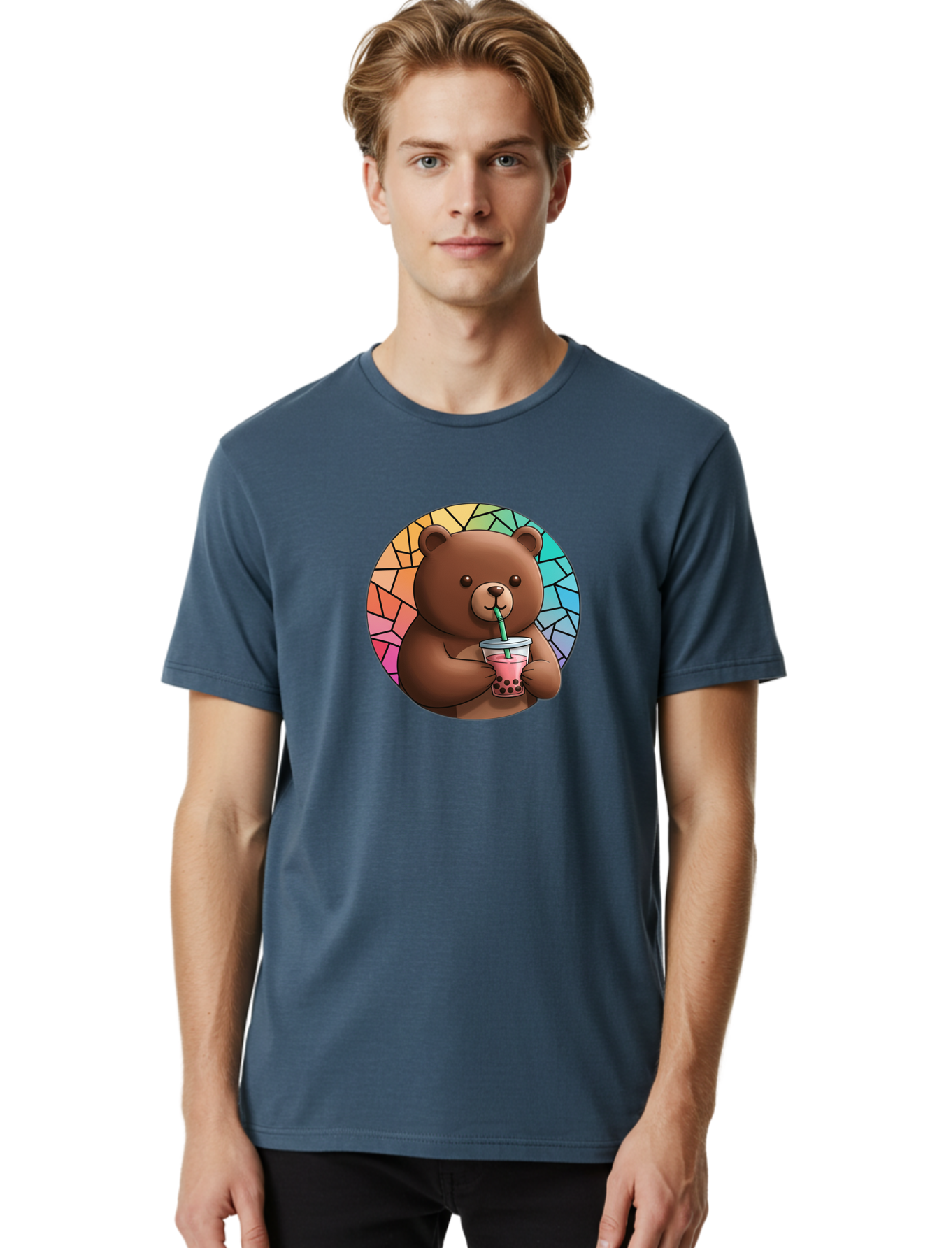 Teddy-Drinking-Boba-2 Men'S Graphic Tee, 100% Cotton, Comfortable Casual Summer Wear, Machine Washable, Vintage Camera, Old Camera, Antique Camera, Black Camera, Classic Photography, Photography Equipment, Nostalgic Device, Film Camera, Baf579